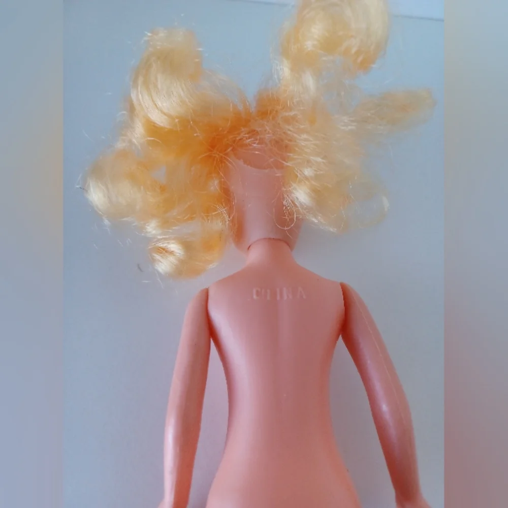 Vintage Blonde Doll Cake Topper Pick Blue Eyes Off Brand Retro Craft Decor